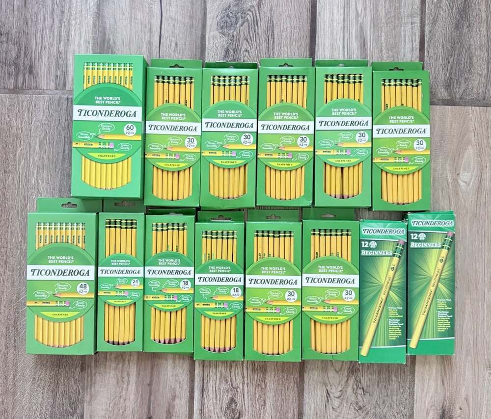 Ticonderoga #2 HB Soft Pre-Sharpened Yellow Wood Pencils Bulk Lot of 14